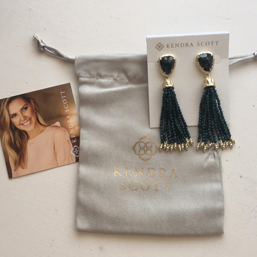 Kendra Scott green jasper blossom earrings